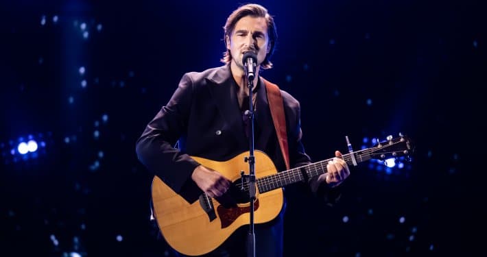 Tommy Novak, singer-songwriter and The Voice Australia grand finalist, performing with acoustic guitar